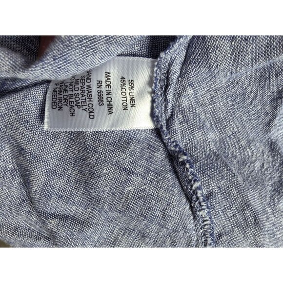 Sarid Olsen Hooded Blue Linen Blend Button-Up Jacket Medium W/ Side Pockets - Picture 6 of 12